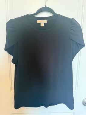 Michael Kors Black Puff-Sleeve Crewneck Tee